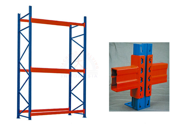 Rak Pallet Besi Gudang Ukuran Besar Tipe RR-2000 Heavy Duty Racking, Kekuatan 2- 5 Ton per Level, Maksimal 10 Ton Per Unit, Cocok untuk Rak Warehouse Skala Pabrik / Industri