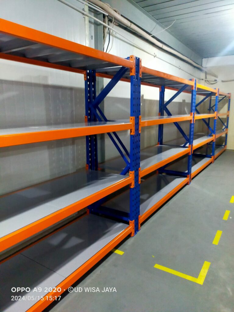 RAK BESI GUDANG MEDIUM DUTY TIPE ZA-500 KAPASITAS 500 KG / SUSUN SHELVING x 4 SUSUN ATAU 2 TON / UNIT RAK, UKURAN 200x50x200 CM & 200x60x200 CM (UKURAN & WARNA BISA CUSTOM)