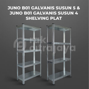 RAK BESI GUDANG SIKU LUBANG SERBAGUNA TIPE JUNO B01 GALVANIS – SHELVING PLAT, SUSUN 4 & 5, UKURAN 70x30x150 CM, NON BAUT