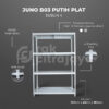RAK GUDANG BESI SIKU SUSUN SERBAGUNA TIPE JUNO B03 PUTIH PLAT SHELVING | SUSUN 4 & 5, UKURAN 120x45x180 CM, NON BAUT (BOLTLESS RACK) | PILIHAN WARNA LAIN: Putih, Hitam, Biru, Merah & Kuning