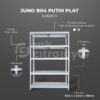 RAK GUDANG BESI SIKU SUSUN SERBAGUNA TIPE JUNO B04 PUTIH PLAT SHELVING, SUSUN 4 & 5, UKURAN 120x40x180 CM, NON BAUT (BOLTLESS RACK) | PILIHAN WARNA LAIN: Putih, Hitam, Biru, Merah & Kuning