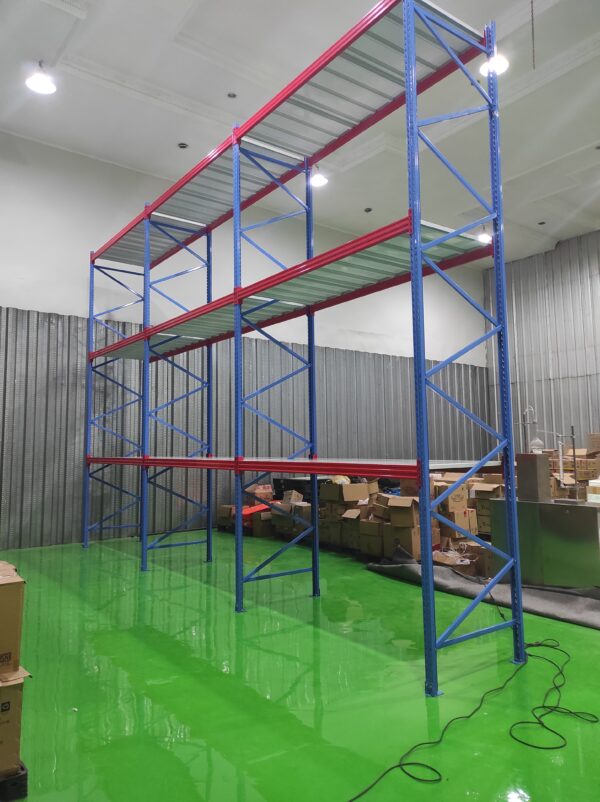 RAK BESI GUDANG UKURAN BESAR KAPASITAS 1 TON / SUSUN SHELVING TIPE RR-1000 | PANJANG 240 CM, LEBAR 100 CM, TINGGI 500 CM