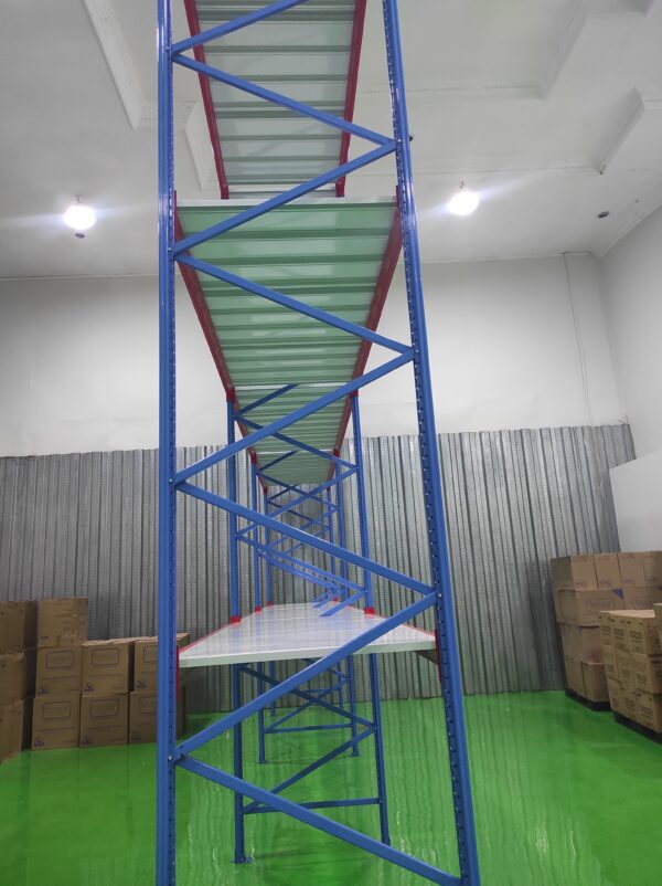 RAK BESI GUDANG UKURAN BESAR KAPASITAS 1 TON / SUSUN SHELVING TIPE RR-1000 | PANJANG 240 CM, LEBAR 100 CM, TINGGI 500 CM