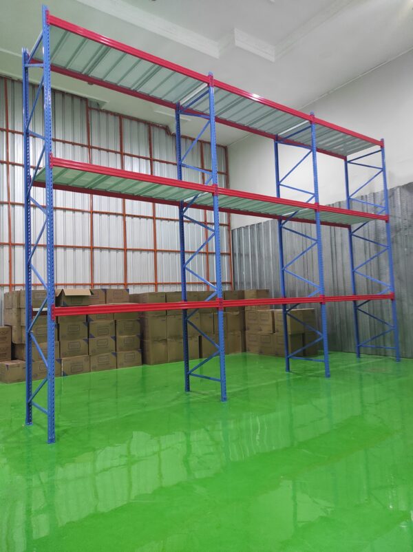 RAK BESI GUDANG UKURAN BESAR KAPASITAS 1 TON / SUSUN SHELVING TIPE RR-1000 | PANJANG 240 CM, LEBAR 100 CM, TINGGI 500 CM