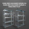 RAK BESI SIKU LUBANG BOLTLESS JUNO 03 GALVANIS SHELVING PLAT, SUSUN 4 & 5, UKURAN 120x45x180 CM