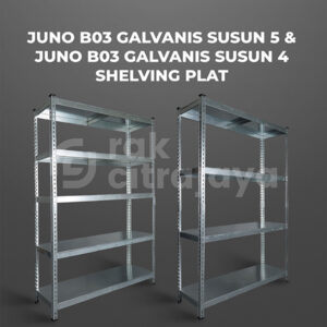 RAK BESI SIKU LUBANG BOLTLESS JUNO 03 GALVANIS SHELVING PLAT, SUSUN 4 & 5, UKURAN 120x45x180 CM