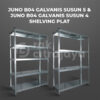 RAK BESI SIKU LUBANG BOLTLESS JUNO 04 GALVANIS SHELVING PLAT, SUSUN 4 & 5, UKURAN 120x40x180 CM 