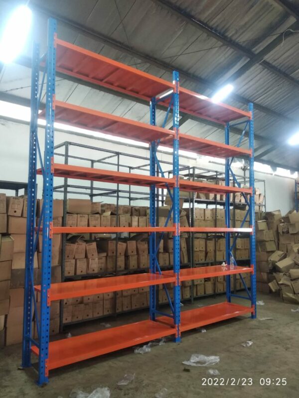 RAK TIPE ZA-500 T.300 - RAK GUDANG BESI PABRIK MEDIUM DUTY (LOKAL) TINGGI 300 CM, KEKUATAN 500 KG / LEVEL ATAU 2 TON / UNIT, 4 LEVEL, UKURAN 200x50x300 CM & 200x60x300 CM (WARNA & UKURAN BISA CUSTOM)