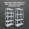 RAK BESI GUDANG SIKU LUBANG SERBAGUNA SHELVING PLAT TIPE JUNO 01 SUSUN 4 & 5, UKURAN 70x30x150 CM, NON BAUT, WARNA PUTIH