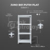 RAK BESI GUDANG SIKU LUBANG SERBAGUNA SHELVING PLAT TIPE JUNO 01 SUSUN 4 & 5, UKURAN 70x30x150 CM, NON BAUT, WARNA PUTIH
