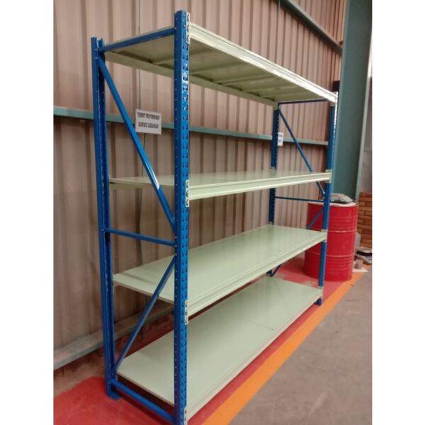 RAK BESI GUDANG MEDIUM DUTY SUSUN SERBAGUNA TIPE RR-500, 4 LEVEL, KAPASITAS (KEKUATAN) LOAD MAX 500KG/LEVEL SHELVING ATAU 2 TON PER UNIT | UKURAN PxL (200x60 CM) x Tinggi (200,250,300 CM) | RAJA RAK GUDANG | KIRIM KE SELURUH INDONESIA