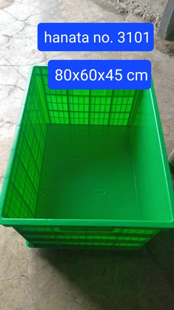 CONTAINER BOX INDUSTRI BESAR RAPAT RODA HANATA 3101 VOLUME 200 LITER UKURAN 80 x 60 x 45 CM | RAJA RAK GUDANG