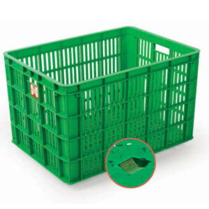 CONTAINER BOX PLASTIK INDUSTRI BESAR 140 LITER BERLUBANG RODA HANATA 3000 UKURAN 68 x 49 x 42 CM | RAJA RAK GUDANG