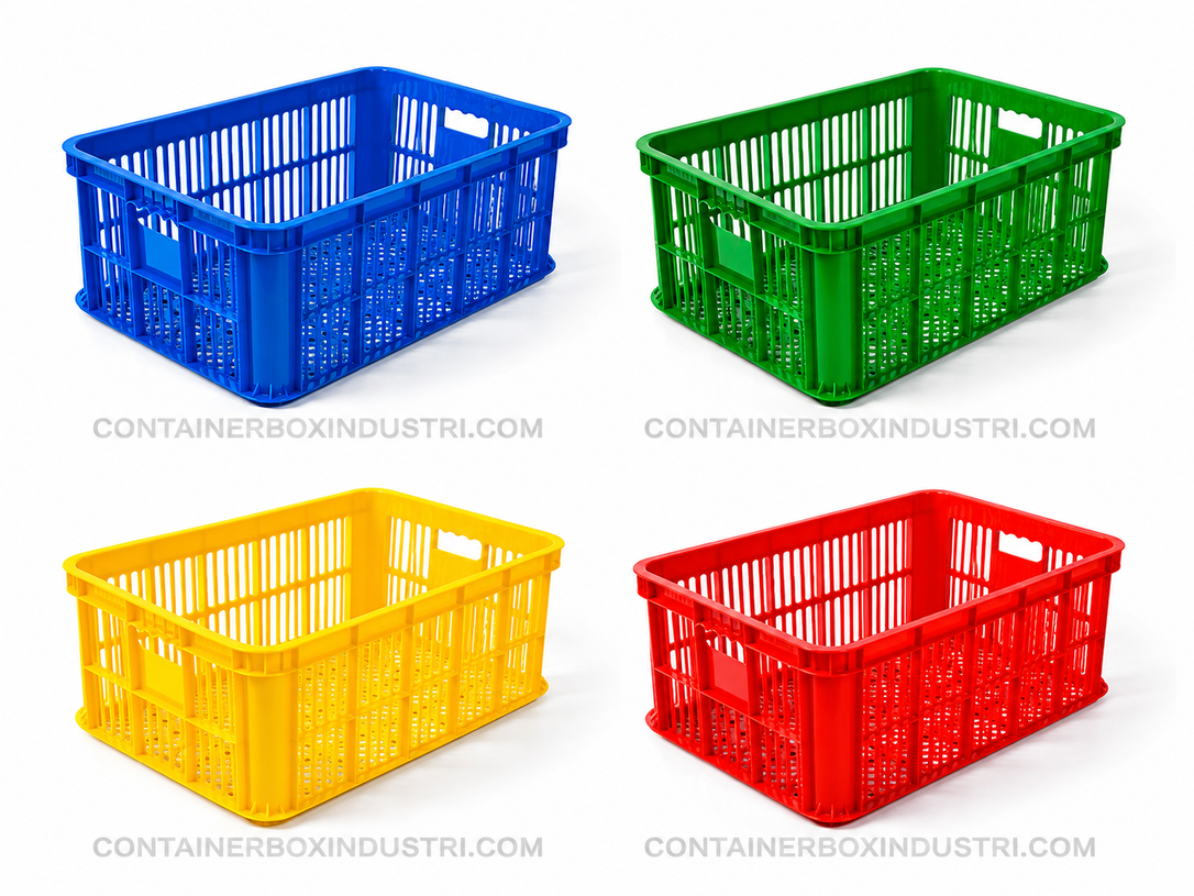 BOX CONTAINER INDUSTRI PLASTIK BERLUBANG HANATA HNT 2002 UK.620 x 430 x 250 MM Solusi Penyimpanan Industri yang Kuat, Higienis & Multifungsi