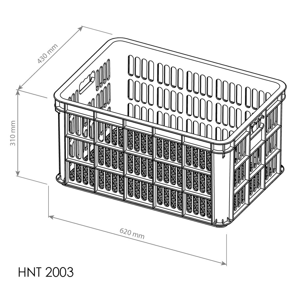 BOX CONTAINER INDUSTRI PLASTIK HANATA HNT 2003 KONTAINER BERLUBANG UK.620 x 430 x 31: Solusi Container Industri Berkualitas untuk Penyimpanan dan Distribusi Barang