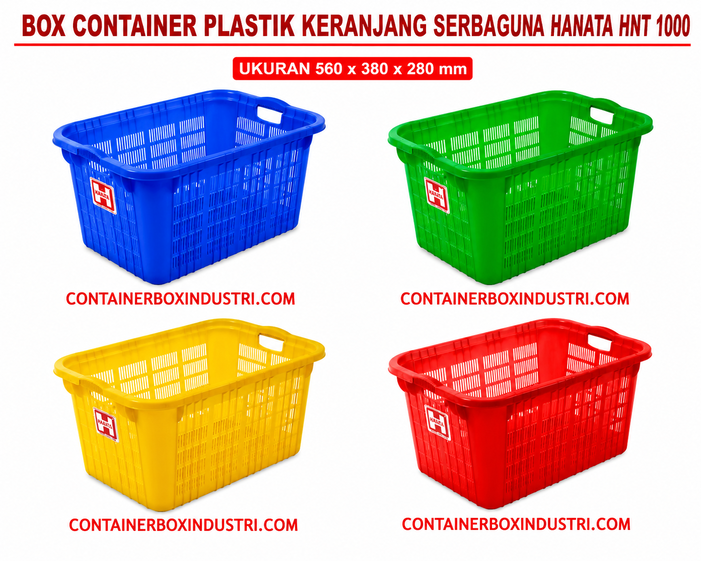 KERANJANG CONTAINER BOX PLASTIK SERBAGUNA HANATA TIPE HNT 1000, 1001 & 1002: Solusi Container Plastik Serbaguna Terbaik untuk Berbagai Kebutuhan Industri
