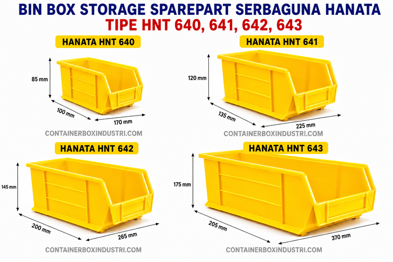 BIN BOX STORAGE SPARE PART SERBAGUNA HANATA TIPE HNT 640, 641, 642 & 643 KUNING