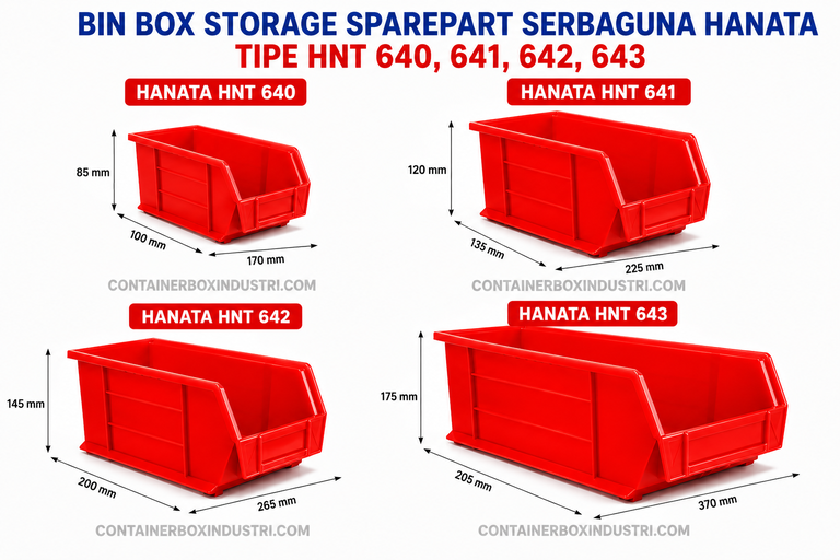 BIN BOX STORAGE SPARE PART SERBAGUNA HANATA TIPE HNT 640, 641, 642 & 643 MERAH