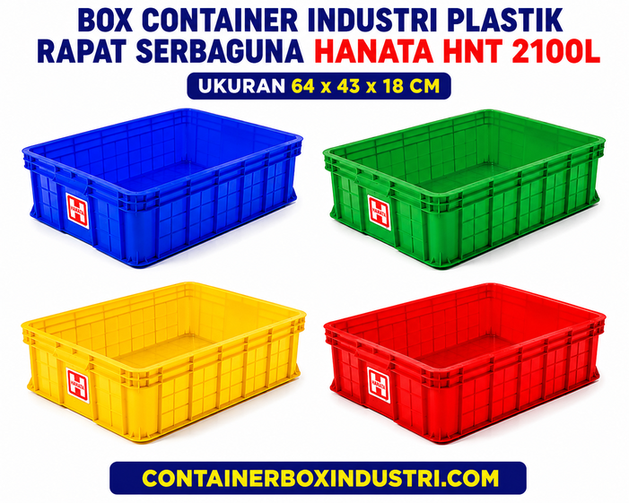 BOX CONTAINER INDUSTRI PLASTIK RAPAT SERBAGUNA HANATA HNT 2100L UKURAN 64x43x18 CM: Solusi Penyimpanan Profesional untuk Industri, Gudang, dan Distribusi