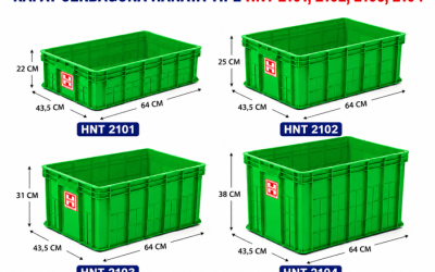 BOX CONTAINER INDUSTRI PLASTIK RAPAT SERBAGUNA HANATA HNT 2101, 2102, 2103, 2104