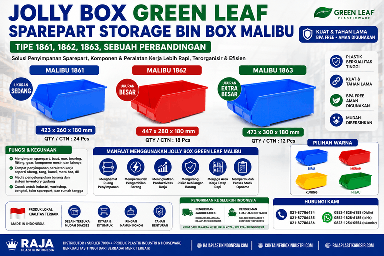 JOLLY BOX GREEN LEAF SPAREPART STORAGE BIN BOX MALIBU TIPE 1861, 1862, 1863